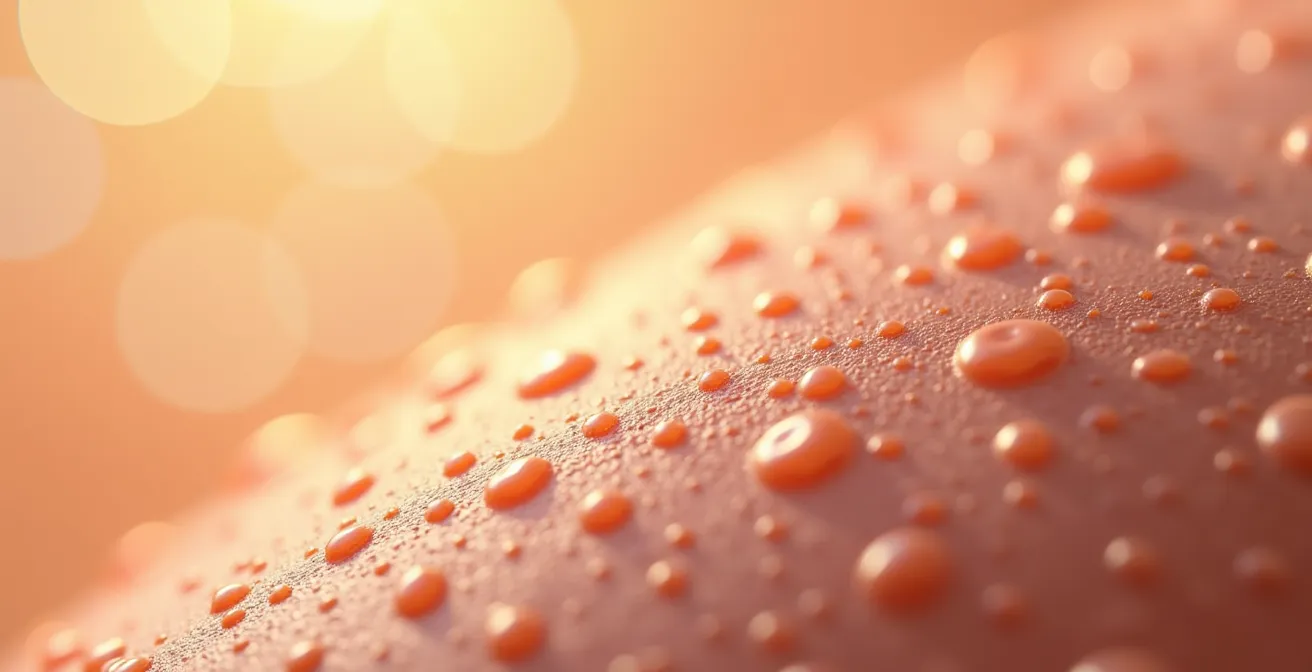 Makroaufnahme der Hautoberfläche mit sichtbarer Textur, die die natürliche Hautbarriere zeigt