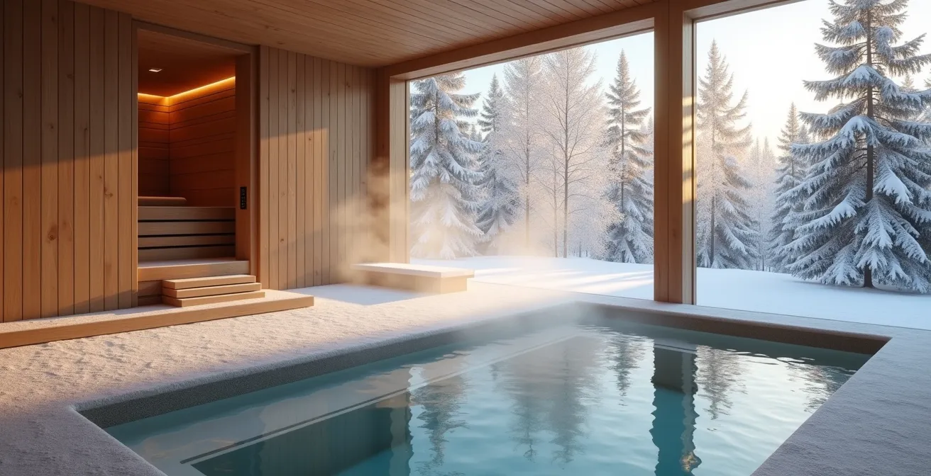 Deutsche Wellness-Tradition: Wechsel zwischen Sauna und Kältebecken zur NAD+-Aktivierung